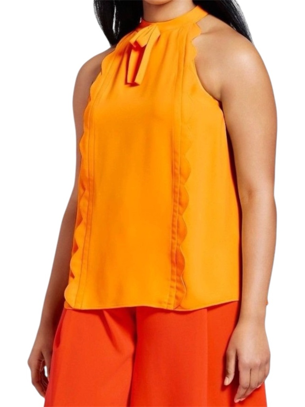 Victoria Beckham For Target Scallop-Trim High Neck Halter Top Size Medium